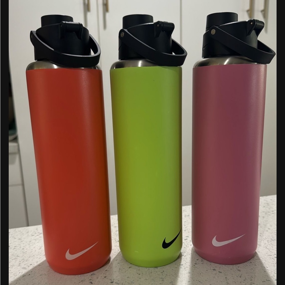 Nike Stainless Steel Insulated Bottles (pink,green,coral)- $21 each, $60 for 3